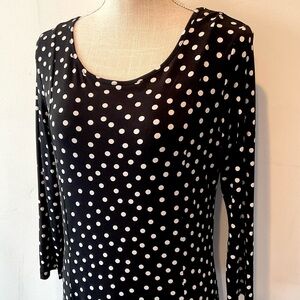 Lennie For Nina Leonard Black Dress With White Polka Dots - EUC